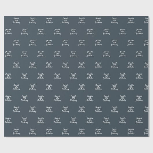 Houtskool grijs wit naam script cadeaupapier (Vlak)