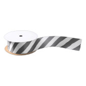 Houtskool Grijze en Witte Diagonale Strepen Lint (Spoel)