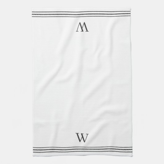 houtskool | Helling Stripe Monogram Theedoek (Verticaal)