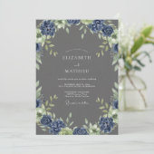 Houtskool Indigo Bladrijke Trouwdag Kaart (Staand voorkant)
