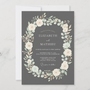 Houtskool Ivoor Crans Bruiloft Kaart