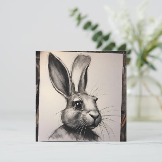 Houtskool Konijn Schets (Staand voorkant)