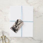 Houtskool Konijn Schets Cadeaulabel (Met Touw)