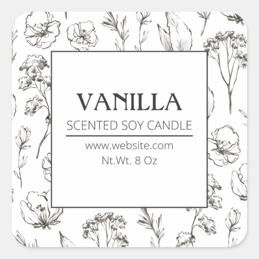 Houtskool Kruiden Wildbloemen Soja Kaars Labels (Voorkant)