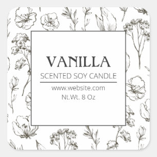 Houtskool Kruiden Wildbloemen Soja Kaars Labels