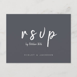 Houtskool minimalistisch script bruiloft RSVP Uitnodiging Briefkaart