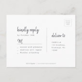Houtskool minimalistisch script bruiloft RSVP Uitnodiging Briefkaart (Achterkant)