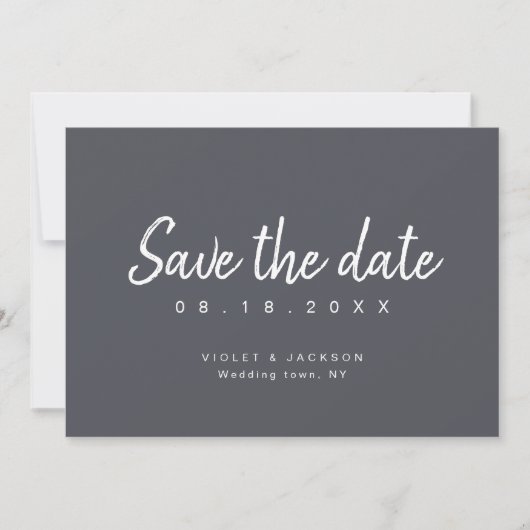 Houtskool minimalistische script save the date (Voorkant)