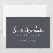 Houtskool minimalistische script save the date (Voorkant / Achterkant)