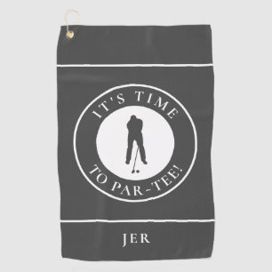 Houtskool Par TEE Tijd Golfer Naam Grappig Aangepa Golfhanddoek
