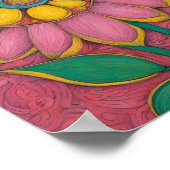 Houtskool potlood bloem - De Roze Ster Poster (Hoek)