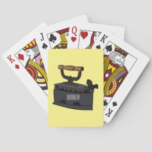 Houtskool strijkijzer cartoon illustratie  pokerkaarten