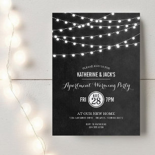 Houtskool String Lights Appartement Warming Party Kaart