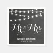 Houtskool String Lights Bruiloft Monogram Servetten (Voorkant)