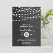 Houtskool String Lights Koppels Douche uitnodiging (Staand voorkant)