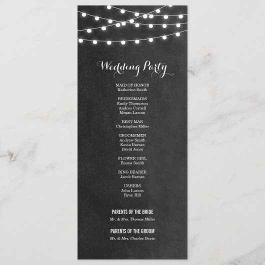 Houtskool String Lights Trouwprogramma Programma (Achterkant)
