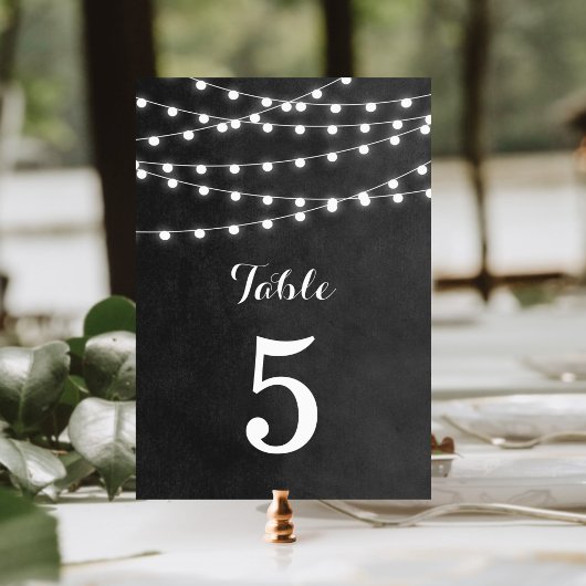Houtskool String Lights Trouwtafel nummers Kaart