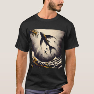 Houtskool Vliegende Vis, Ai Gegenereerde Kunst T-shirt