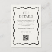 Houtskool Wavy Border Wedding Details Informatiekaartje (Voorkant)
