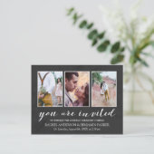 Houtskool & Wit Fotocollage Uitnodiging voor het H (Staand voorkant)