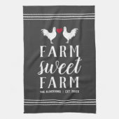 Houtskool & Wit Gepersonaliseerd Boerderij Zoet Bo Theedoek (Verticaal)