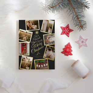 Houtskool Zeer Merry Kerstboom Fotocollage Folie Feestdagenkaart