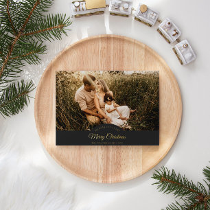 Houtskool Zeer Vrolijk Kerstmis Vier Foto Landscha Folie Feestdagenkaart