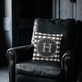 Houtskool Zwart en Wit Gingham Kussen