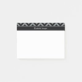 Houtskool, Zwart LG Chevron Zwart Naam Monogram Post-it® Notes