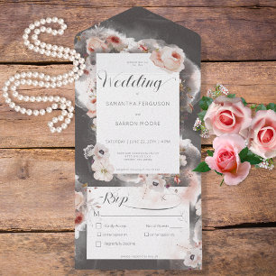 houtskool zwart & roze brander all in one uitnodiging