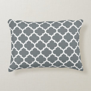 Houtskoolgrijs Marokkaans Quatrefoil Patroon #5 Accent Kussen