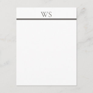 Houtskoolgrijze Bar Monogram Elegante Vlakke Notit Notitiekaartje
