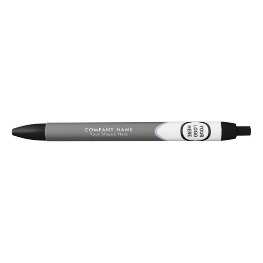 Houtskoolgrijze promotionele merchandise met logo  blauwe inkt pen (Voorkant)