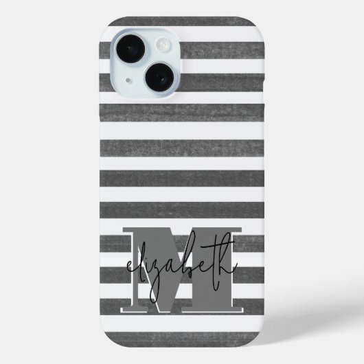 Houtskoolstreep monogram Case-Mate iPhone case (Achterkant)
