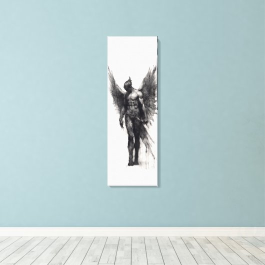 Houtskooltekening van menselijk vogeltje canvas afdruk (Insitu (Houten vloer))