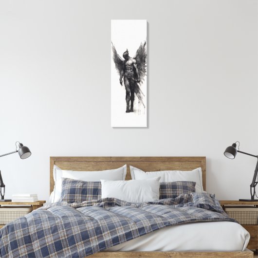 Houtskooltekening van menselijk vogeltje canvas afdruk (Insitu (Slaapkamer))