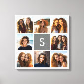 Houtskoolwit 8 Fotocollage Aangepaste Monogram Canvas Afdruk (Voorkant)