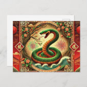 Houtslang Chinees Nieuwjaar Feestdagenkaart (Voorkant / Achterkant)