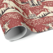  houtsnede Koe inpakpapier (Rol Hoek)