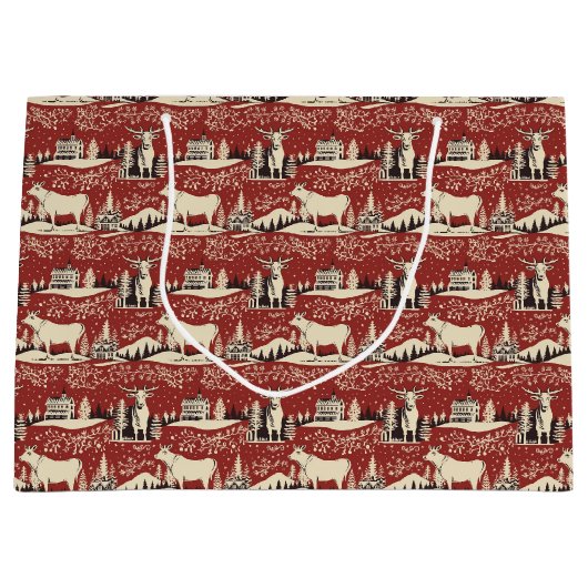 houtsnede Koe inpakpapier Groot Cadeauzakje (Voorkant)