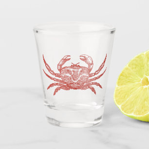 houtsnede-krab shot glas