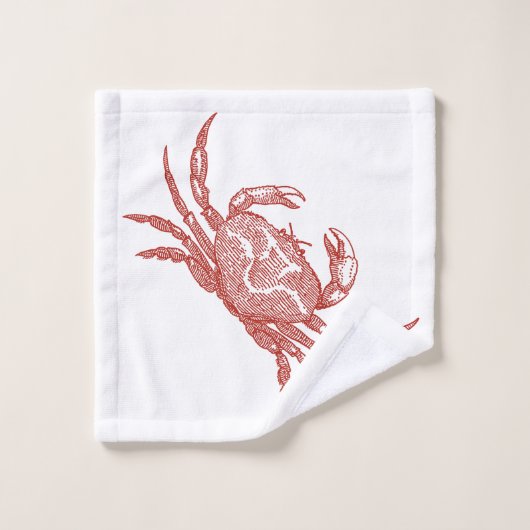 houtsnede rode krab bad handdoek (Wasdoekje)