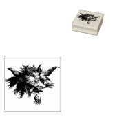  houtsnede weerwolf hoofd 	rubberstempel (Gestempeld)