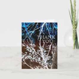 Houtsnijstijl Blauw & Bruine Trouw Dankkaartjes Bedankkaart