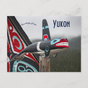 Houtsnijwerk van een orka in Carcross Yukon Canada Briefkaart