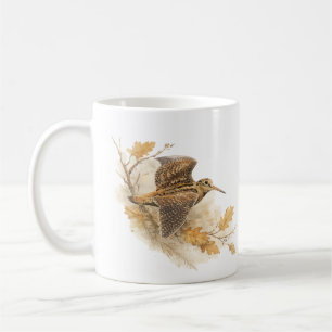 Houtsnip in Vlucht, Herfst Bos Natuur Kunst Koffiemok