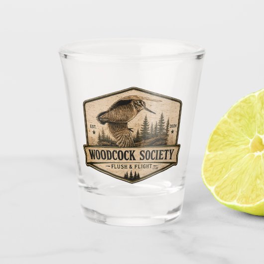 Houtsnip shot glas (Voorkant)