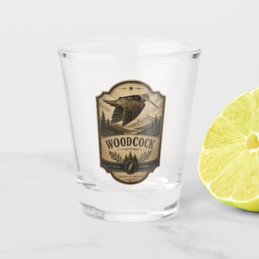 Houtsnip shot glas (Voorkant)
