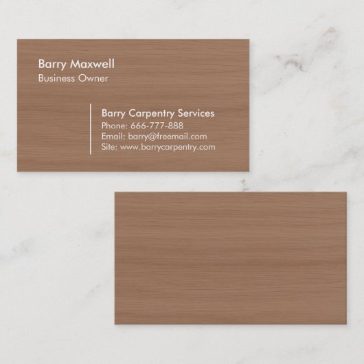 Houttextuur Graanachtergrondcarpentry Visitekaartje (Voorkant / Achterkant)