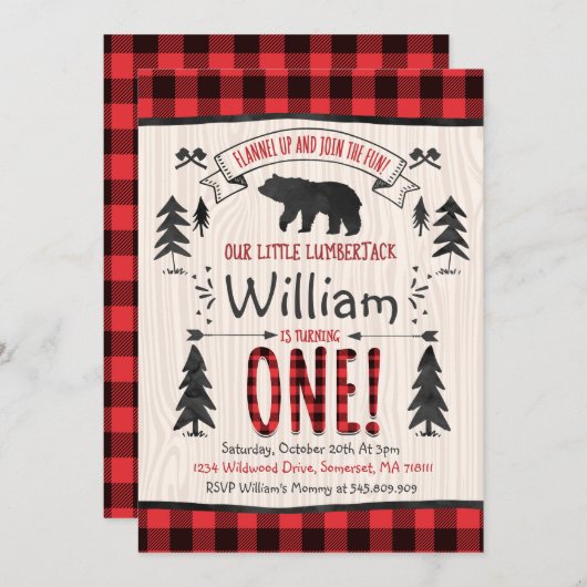 Houtvester Verjaardagsuitnodiging Houtvester Feest Kaart (Voorkant / Achterkant)